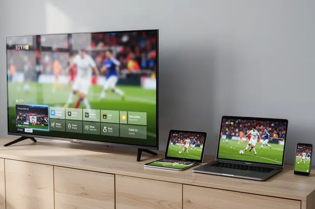 TiviBridge playing European live TV on a smart TV, tablet, laptop and phone
